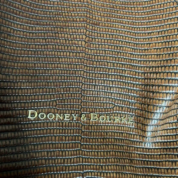 DOONEY & BOURKE Barlow Lizard Chocolate Brown Embossed Genuine Leather Satchel - Picture 4 of 16
